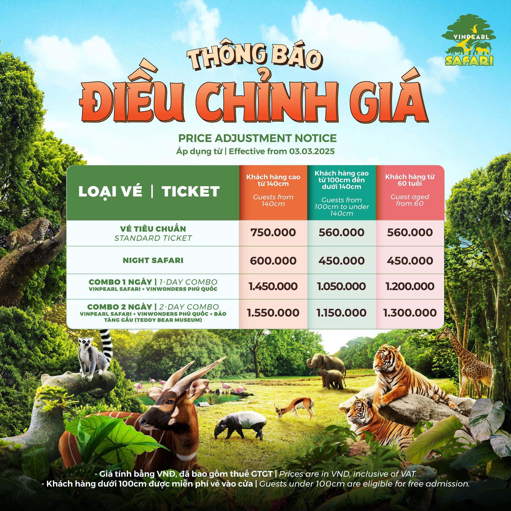 BẢNG GIÁ VÉ THAM QUAN VIN SAFARI PHÚ QUỐC