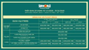 BẢNG GIÁ VÉ THAM QUAN SUNWORLD FANSIPAN