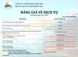 BẢNG GIÁ VÉ THAM QUAN KDL CẦU KÍNH RỒNG MÂY SAPA