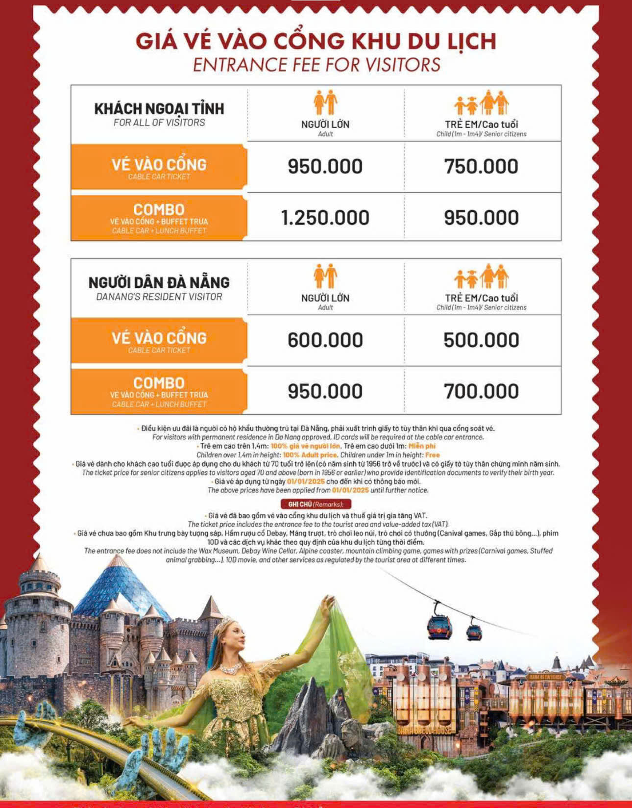 BẢNG GIÁ VÉ THAM QUAN SUNWORLD BA NA HILL