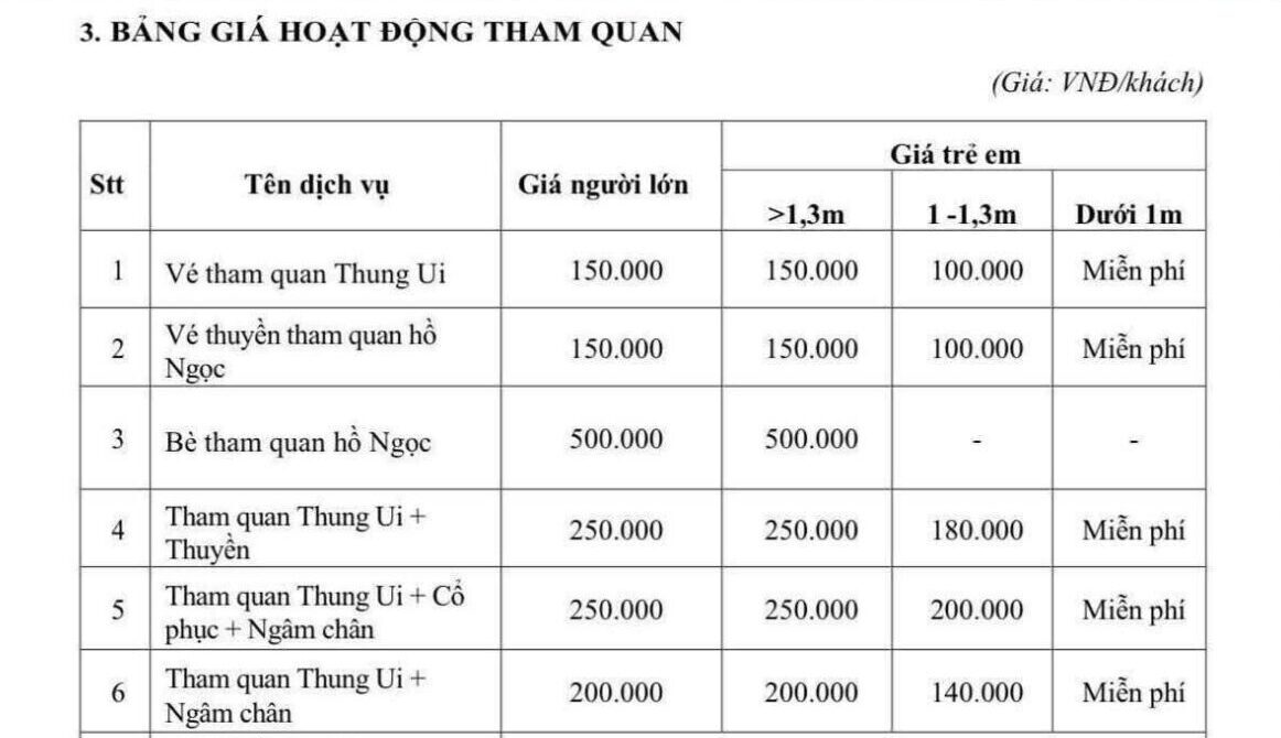 Vé tham quan Thung Ui